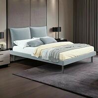 Кровать Fly велюр серый без подъёмного механизма 1400x2000, изголовье мягкое