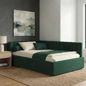 Кровать Milena велюр изумруд с подъемным механизмом 1200x2000, ортопедическое основание, изголовье мягкое