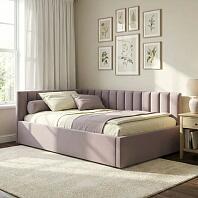 Кровать Milena велюр лиловый с подъемным механизмом 1200x2000, ортопедическое основание, изголовье мягкое