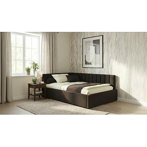 Кровать Milena велюр шоколад с подъемным механизмом 1200x2000, ортопедическое основание, изголовье мягкое