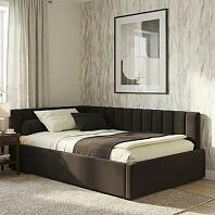 Кровать Milena велюр шоколад с подъемным механизмом 1200x2000, ортопедическое основание, изголовье мягкое