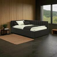 Кровать Milena велюр шоколад с подъемным механизмом 1200x2000, ортопедическое основание, изголовье мягкое