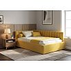 Кровать Milena велюр желтый с подъемным механизмом 1200x2000, ортопедическое основание, изголовье мягкое