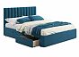 Кровать Olivia велюр синий без П/М 1600x2000, ортопедическое основание, изголовье мягкое