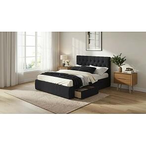 Кровать Verona велюр черный без подъёмного механизма 1600x2000, ортопедическое основание, изголовье мягкое