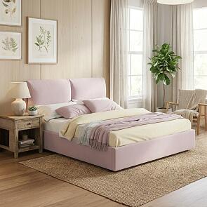 Кровать Vita велюр лиловый с подъемным механизмом 1600x2000, ортопедическое основание, изголовье мягкое