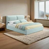 Кровать Vita велюр мята пастель с подъемным механизмом 1600x2000, ортопедическое основание, изголовье мягкое