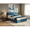 Кровать Vita велюр синий без подъёмного механизма 1600x2000, изголовье мягкое