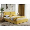 Кровать Vita велюр желтый с подъемным механизмом 1600x2000, ортопедическое основание, изголовье мягкое