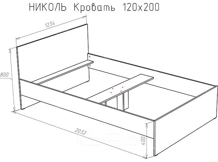 Кровать НИКОЛЬ 120*200 Белый 72240045