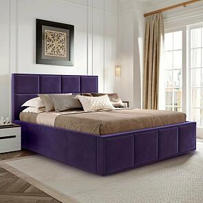 Кровать Октавия велюр фиолетовый 1400x2000, изголовье мягкое