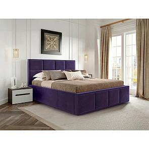 Кровать Октавия велюр фиолетовый 1400x2000, изголовье мягкое