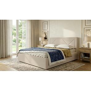 Кровать Сиеста велюр бежевый без подъёмного механизма 1400x2000, без ортопедического основания, изголовье мягкое