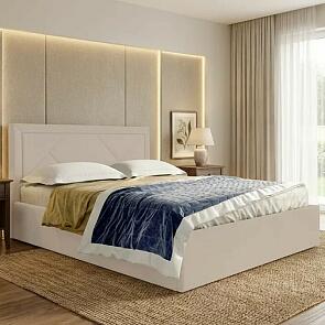 Кровать Сиеста велюр бежевый без подъёмного механизма 1400x2000, без ортопедического основания, изголовье мягкое