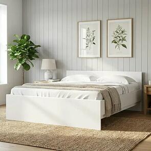 Кровать STERN без обивки белый без подъёмного механизма 1400x2000, без ортопедического основания, изголовье жесткое