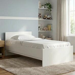 Кровать STERN без обивки белый без подъёмного механизма 900x2000, без ортопедического основания, изголовье жесткое