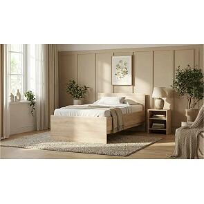 Кровать STERN без обивки дуб сонома без подъёмного механизма 900x2000, без ортопедического основания, изголовье жесткое