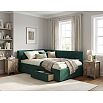Кровать Afelia велюр изумруд без подъёмного механизма 1200x2000, ортопедическое основание, изголовье мягкое