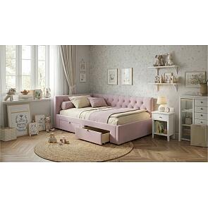 Кровать Afelia велюр лиловый без подъёмного механизма 1200x2000, ортопедическое основание, изголовье мягкое