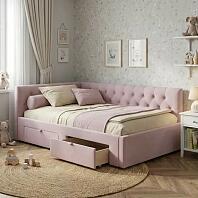 Кровать Afelia велюр лиловый без подъёмного механизма 1200x2000, ортопедическое основание, изголовье мягкое