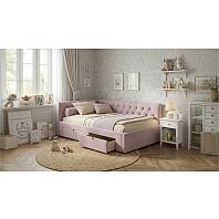 Кровать Afelia велюр лиловый без подъёмного механизма 1200x2000, ортопедическое основание, изголовье мягкое