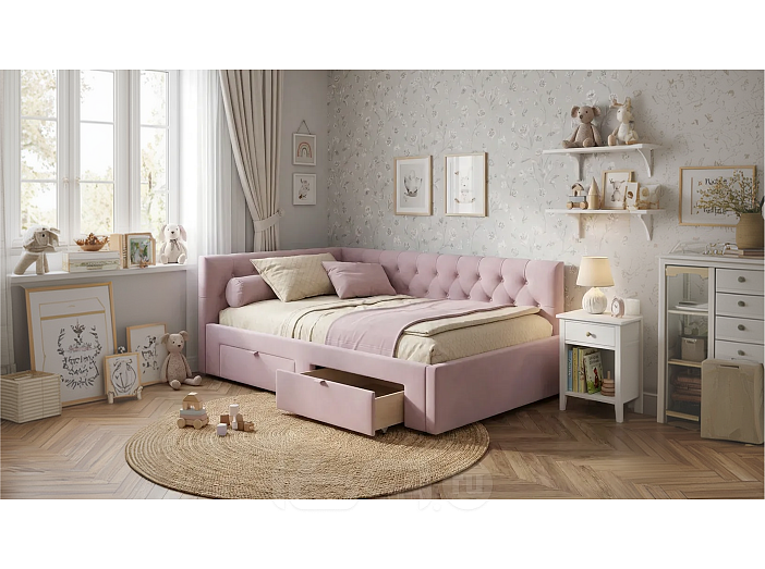 Кровать Afelia велюр лиловый без П/М 1200x2000, ортопедическое основание, изголовье мягкое