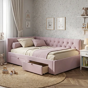 Кровать Afelia велюр лиловый без П/М 1200x2000, ортопедическое основание, изголовье мягкое