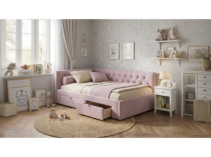 Кровать Afelia велюр лиловый без П/М 1200x2000, ортопедическое основание, изголовье мягкое