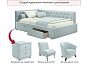 Кровать Afelia велюр мята пастель без П/М 1200x2000, ортопедическое основание, изголовье мягкое