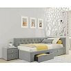 Кровать Afelia велюр серая без подъёмного механизма 1200x2000, ортопедическое основание, изголовье мягкое