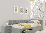 Кровать Afelia велюр серая без П/М 1200x2000, ортопедическое основание, изголовье мягкое