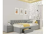 Кровать Afelia велюр серая без П/М 1200x2000, ортопедическое основание, изголовье мягкое