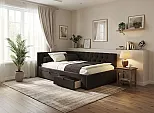 Кровать Afelia велюр шоколад без П/М 1200x2000, ортопедическое основание, изголовье мягкое