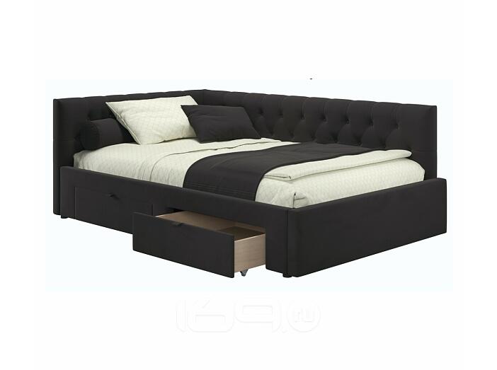 Кровать-тахта мягкая Afelia 1200 шоколад с ящиками