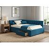 Кровать Afelia велюр синий без подъёмного механизма 1200x2000, ортопедическое основание, изголовье мягкое