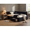 Кровать Milena велюр черный без подъёмного механизма 1200x2000, ортопедическое основание, изголовье мягкое