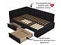 Кровать Milena велюр черный без П/М 1200x2000, ортопедическое основание, изголовье мягкое