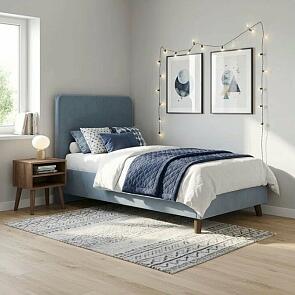 Кровать Ванесса велюр тёмно-серый без подъёмного механизма 800x2000, щит-основание, изголовье мягкое