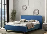 Кровать Ванесса велюр синий без П/М 1200x2000, изголовье мягкое