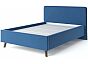 Кровать Ванесса велюр синий без П/М 1400x2000, изголовье мягкое