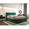 Кровать Женева велюр мора зеленый без подъёмного механизма 1600x2000, без ортопедического основания, изголовье мягкое
