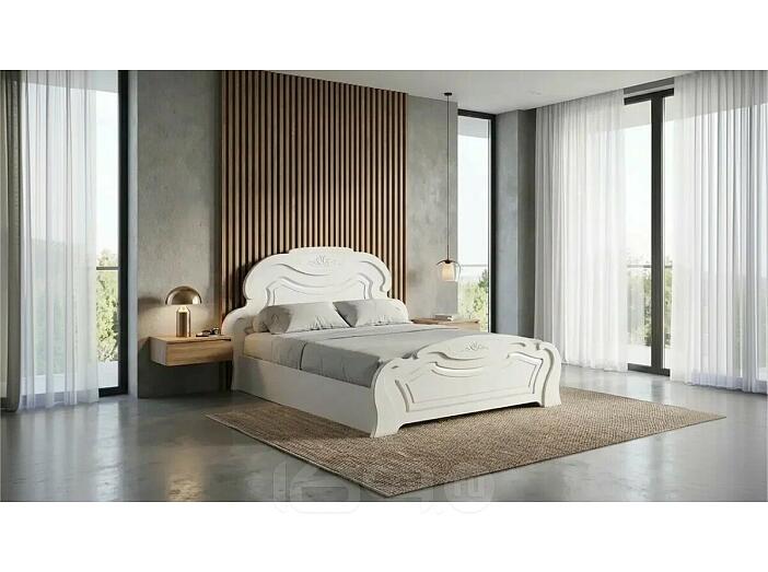 Кровать Александрина без обивки белый глянец холодный/белый без П/М 1400x2000, изголовье жесткое