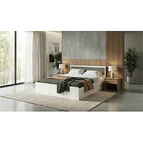 Кровать Фиеста без обивки графит/дуб крафт белый без подъёмного механизма 1400x2000, без ортопедического основания, изголовье жесткое