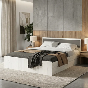 Кровать Фиеста без обивки графит/дуб крафт белый без П/М 1400x2000, изголовье жесткое