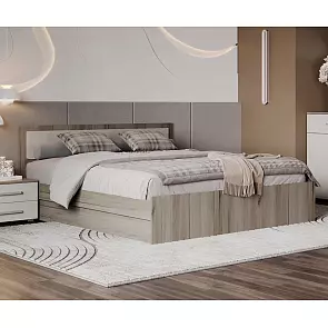 Кровать Фиеста без обивки кашемир/дуб крафт серый без П/М 1400x2000, изголовье жесткое