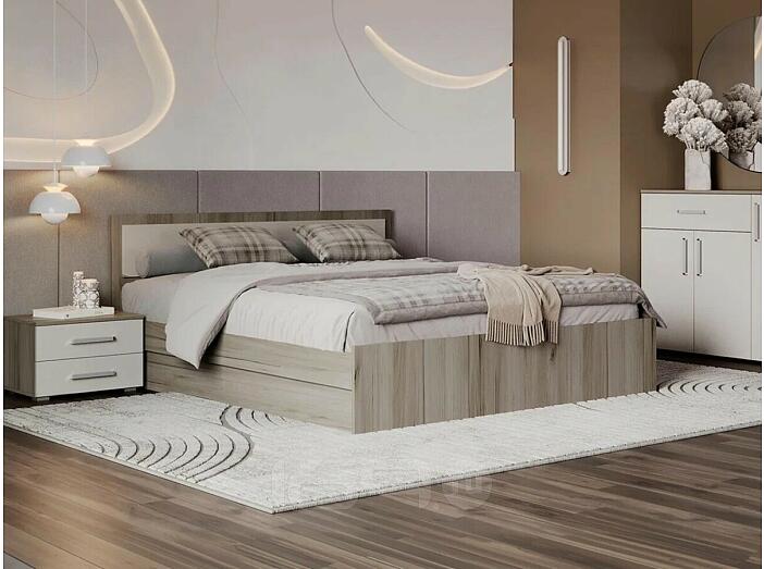 Кровать Фиеста без обивки кашемир/дуб крафт серый без П/М 1400x2000, изголовье жесткое