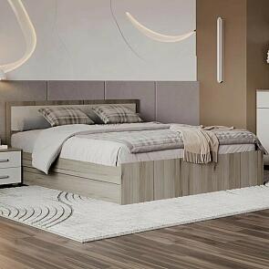 Кровать Фиеста без обивки кашемир/дуб крафт серый без П/М 1400x2000, изголовье жесткое