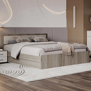 Кровать Фиеста без обивки кашемир/дуб крафт серый без П/М 1400x2000, изголовье жесткое