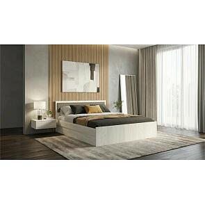 Кровать Фиеста без обивки графит/дуб крафт белый без подъёмного механизма 1600x2000, без ортопедического основания, изголовье жесткое