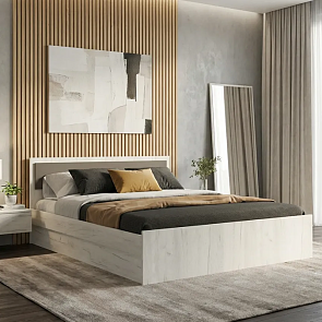 Кровать Фиеста без обивки графит/дуб крафт белый без П/М 1600x2000, изголовье жесткое
